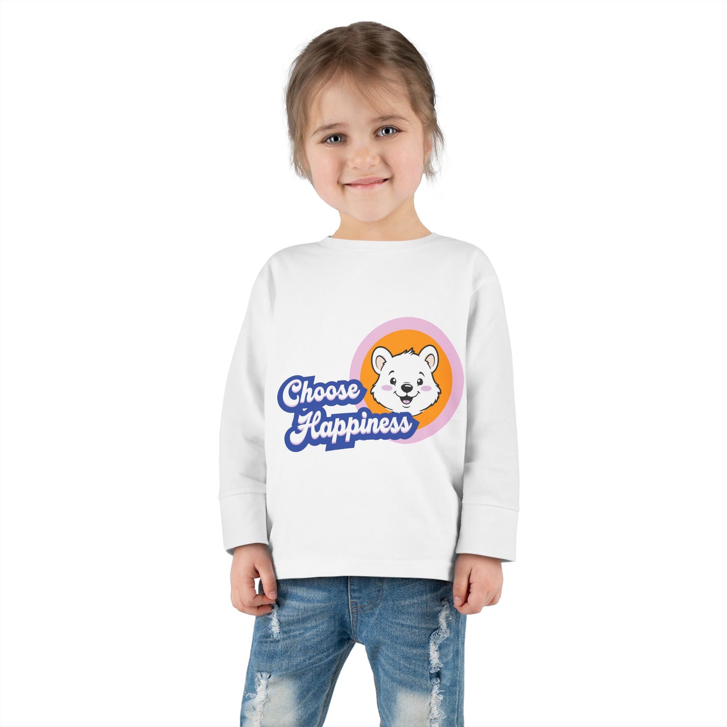Toddler Long Sleeve Tee - Choose Happiness Quokka Shirt, Cute Kids Apparel, Toddler Gifts, Positive Vibes Merch, Baby Long Sleeve Top