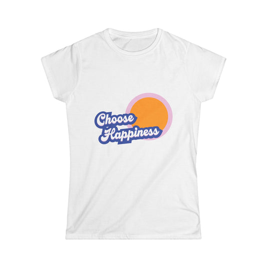 Choose Happiness Women's Softstyle Tee, Casual T-Shirt, Positive Vibe Top, Gift for Her, Inspirational Apparel