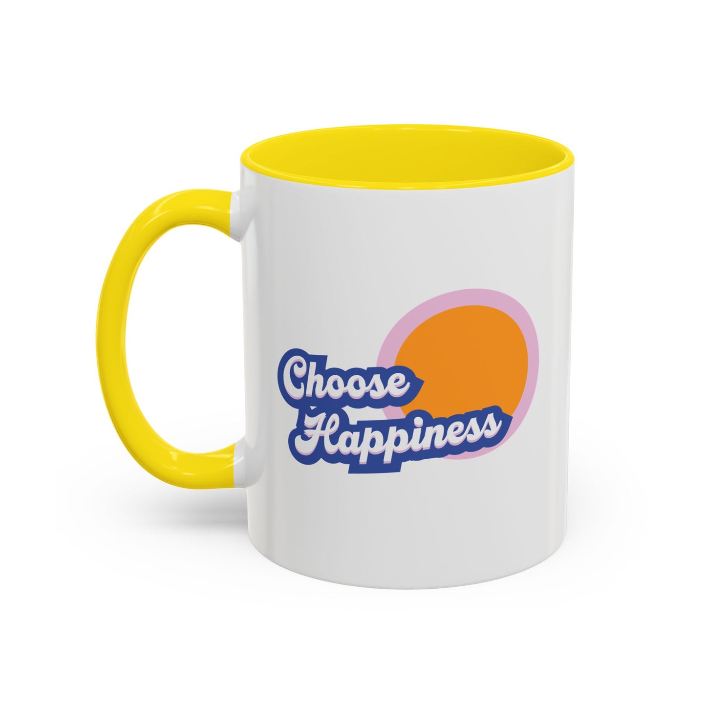 Choose Happiness Accent Coffee Mug, Motivational Ceramic Cup, Gift for Coffee Lovers, Positive Vibes Mug, Office Coffeeware