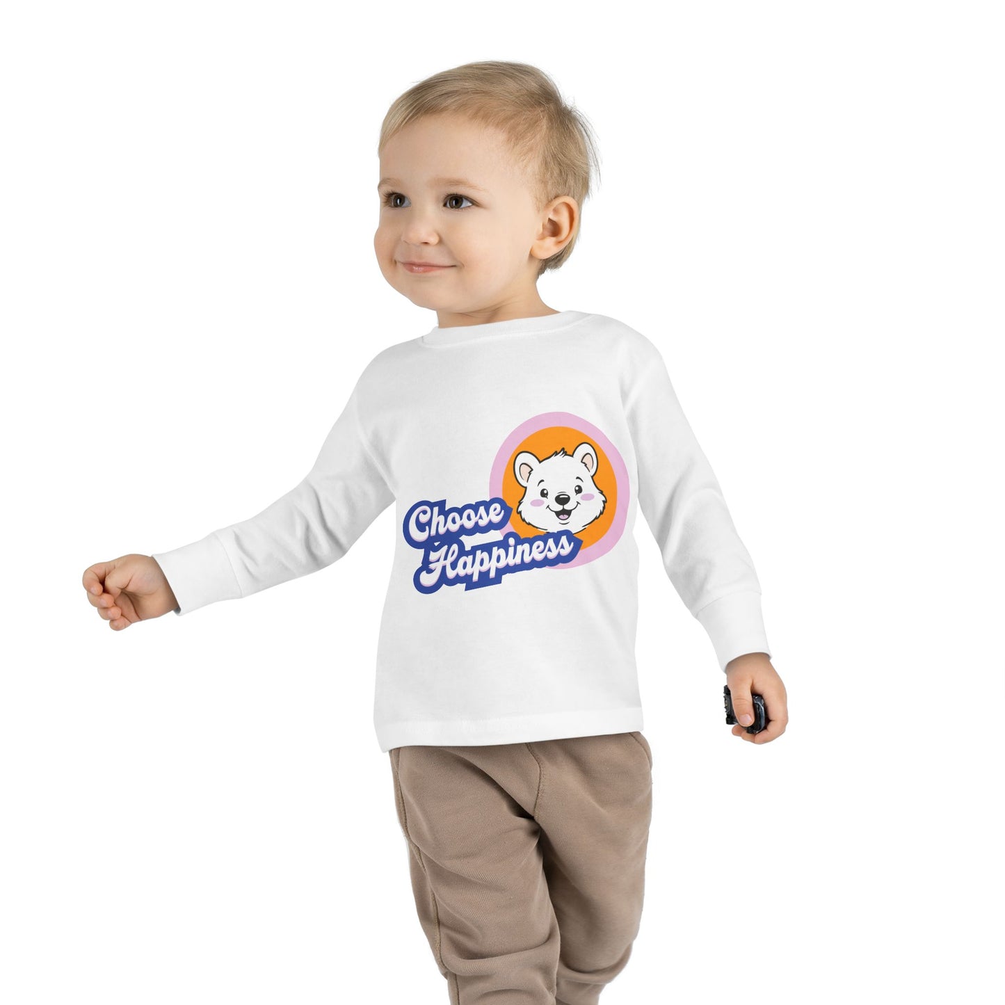 Toddler Long Sleeve Tee - Choose Happiness Quokka Shirt, Cute Kids Apparel, Toddler Gifts, Positive Vibes Merch, Baby Long Sleeve Top